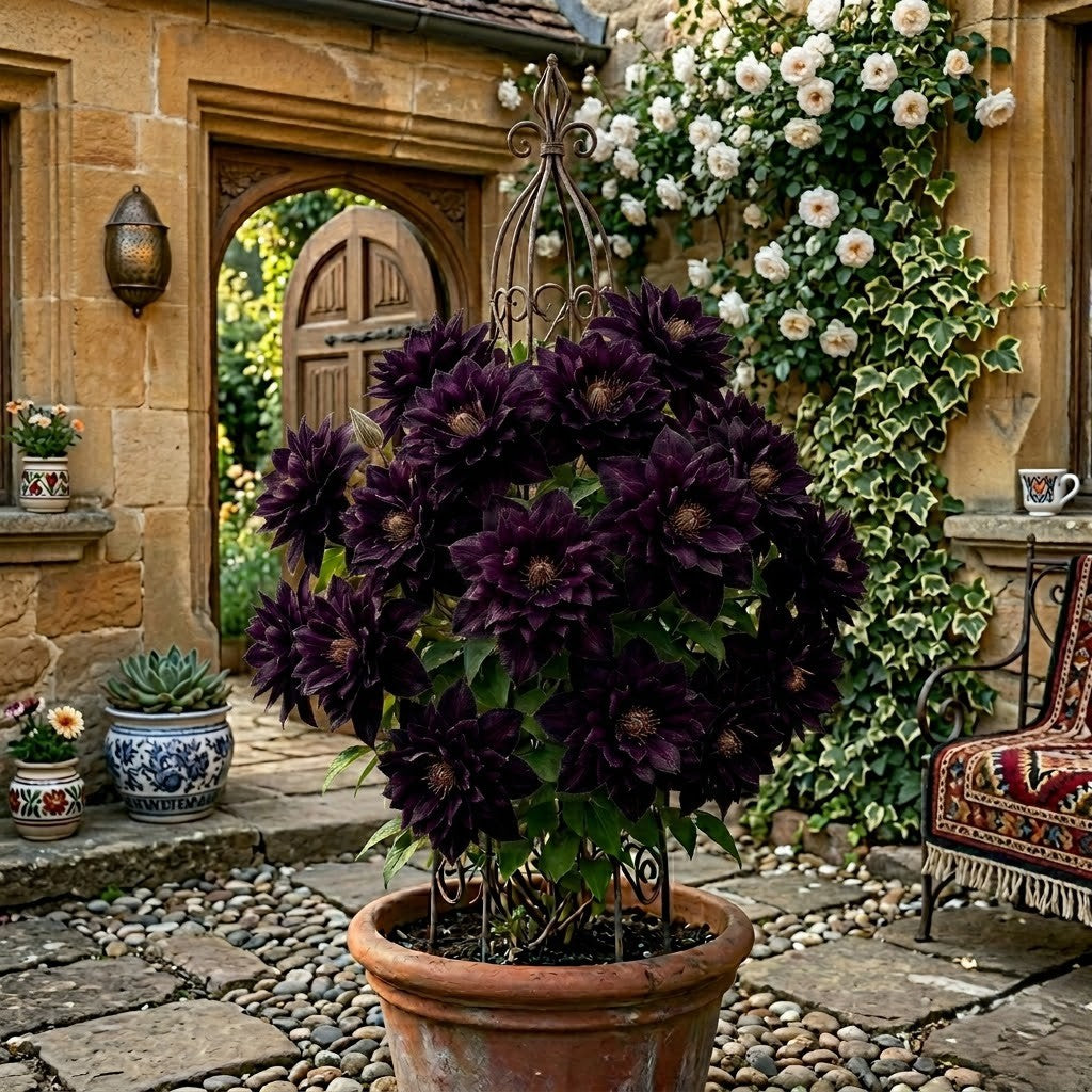 Clematis cu Floare Batuta - Flori Grena Duble