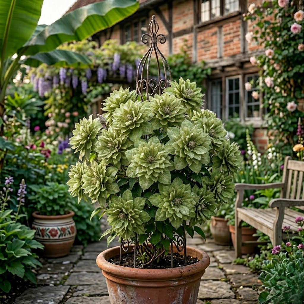 Clematis cu Floare Batuta - Flori Verzi Duble