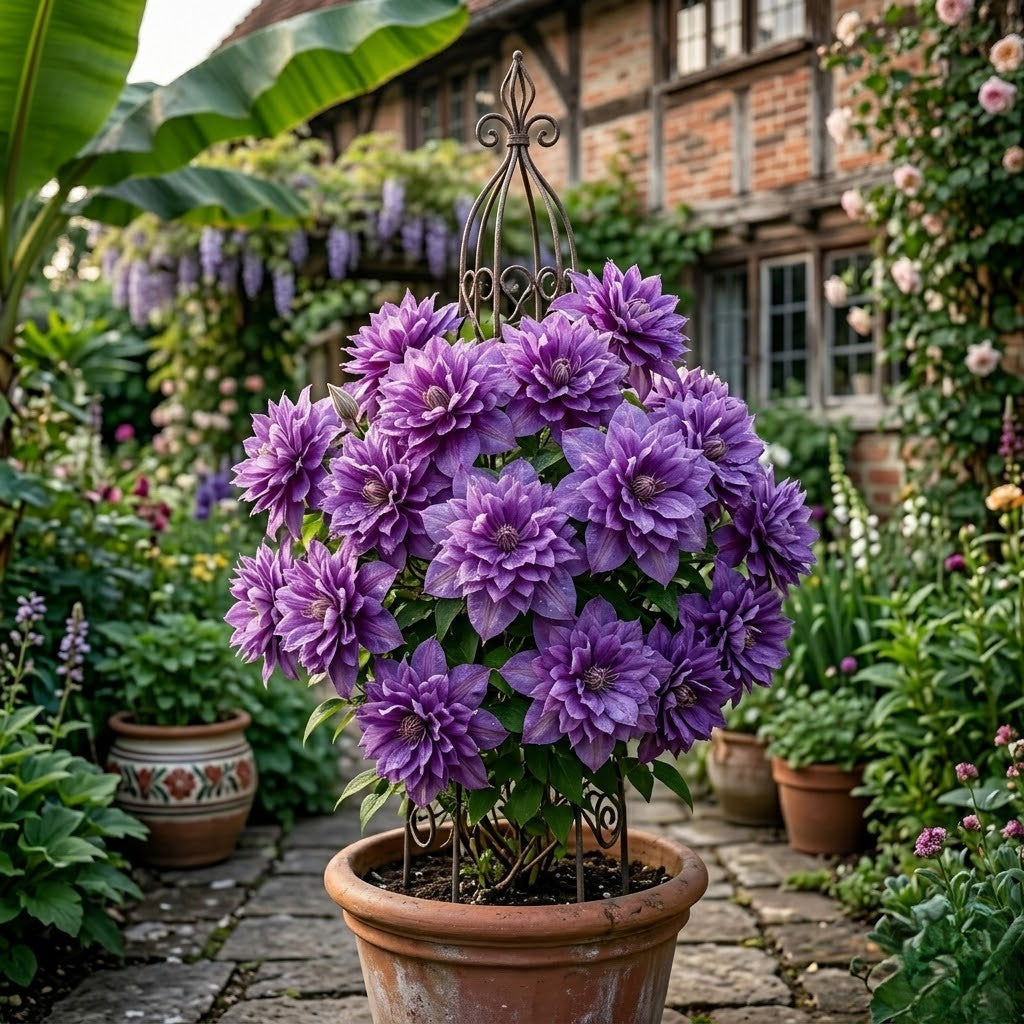 Clematis cu Floare Batuta - Flori Violet Duble
