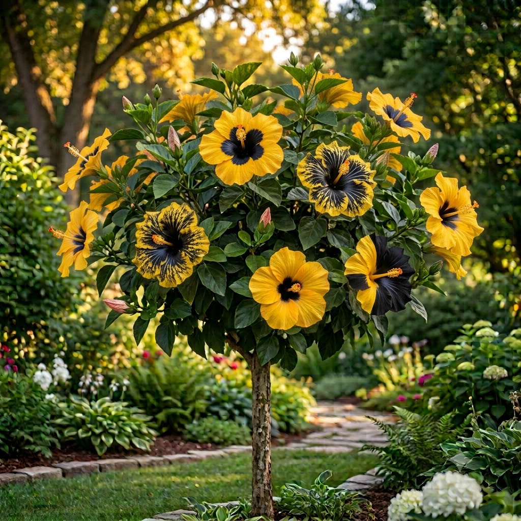 Hibiscus Pomisor Black and Yellow - Rosa Sinensis